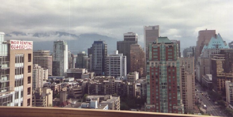 More Vancouver skyline from balcony of 27th floor suite in Century Plaza Hotel